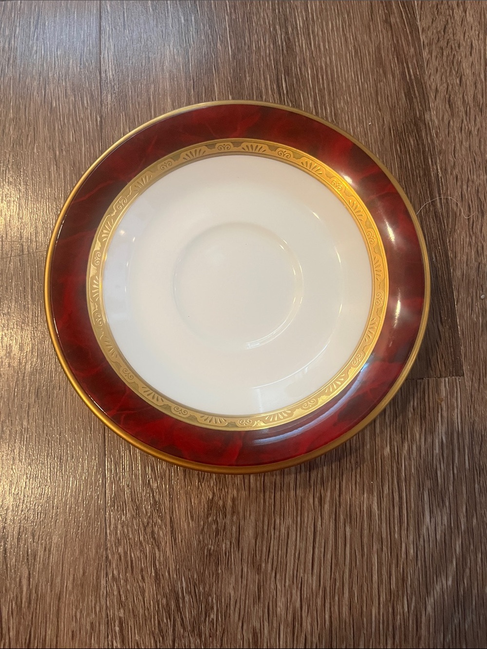 Vintage Noritake Hemingway Red and Gold Porcelain Saucer